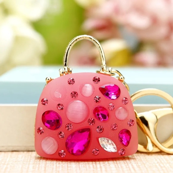 **SEIRA* Pink x Rhinestone Fashion Purse Keychain - Picture 1 of 2